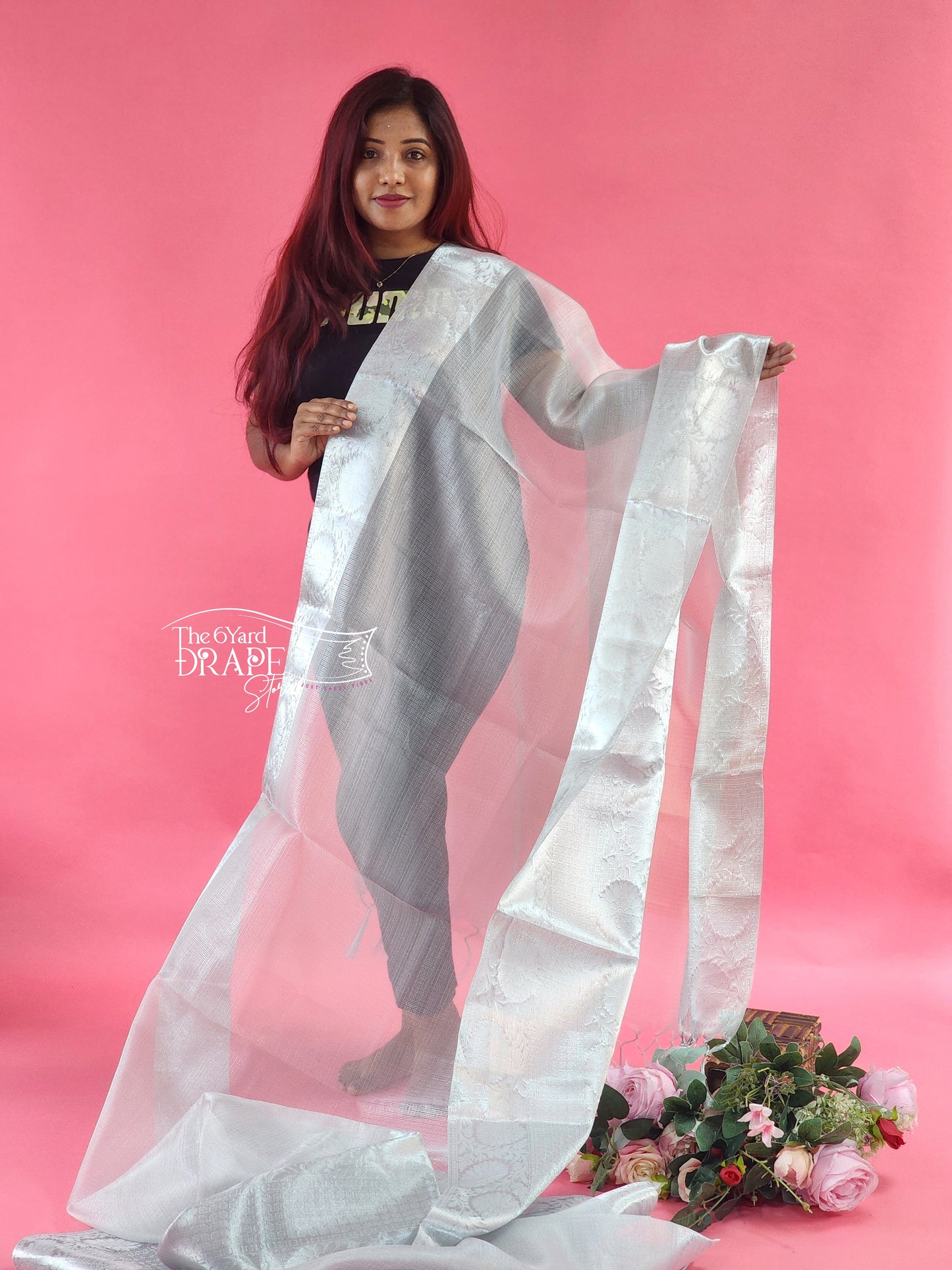 Silver tissue Saree