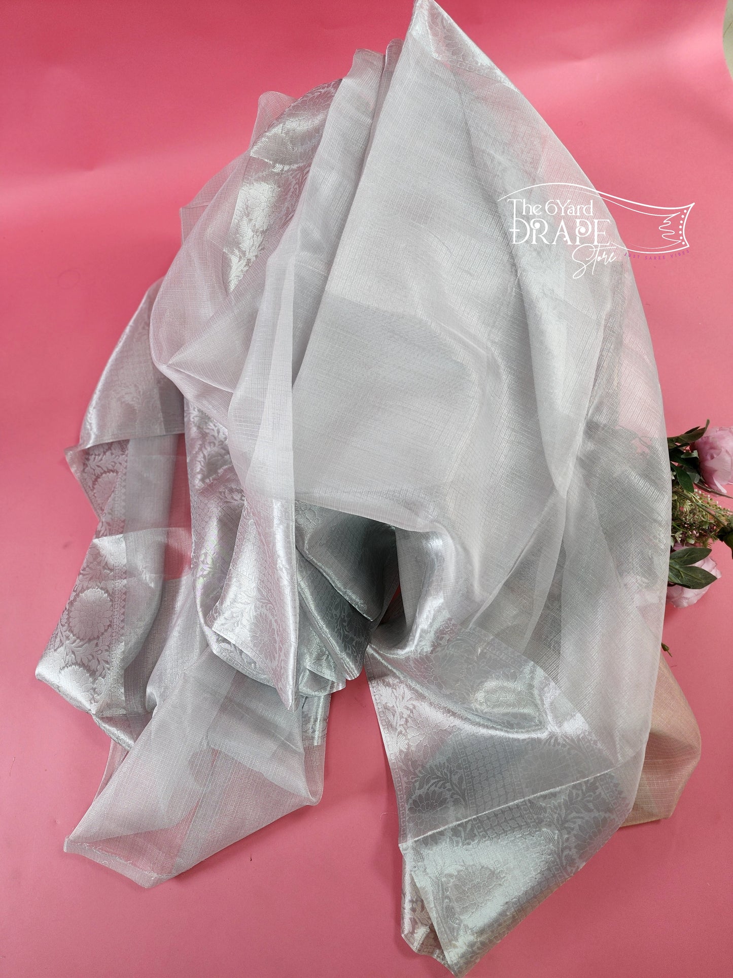 Silver tissue Saree